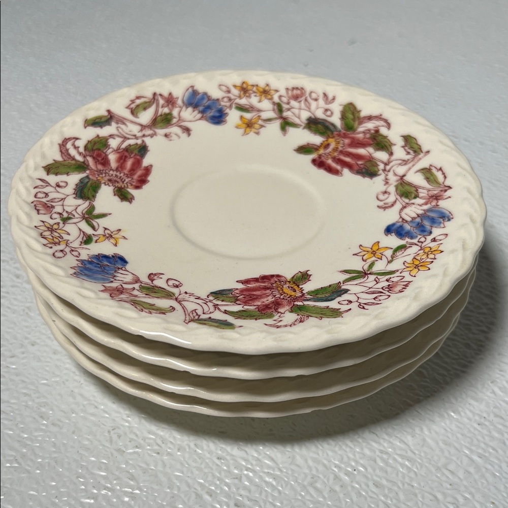 Vintage Vernon Kilns Dolores Saucers~Hand Painted~Made in USA set 4